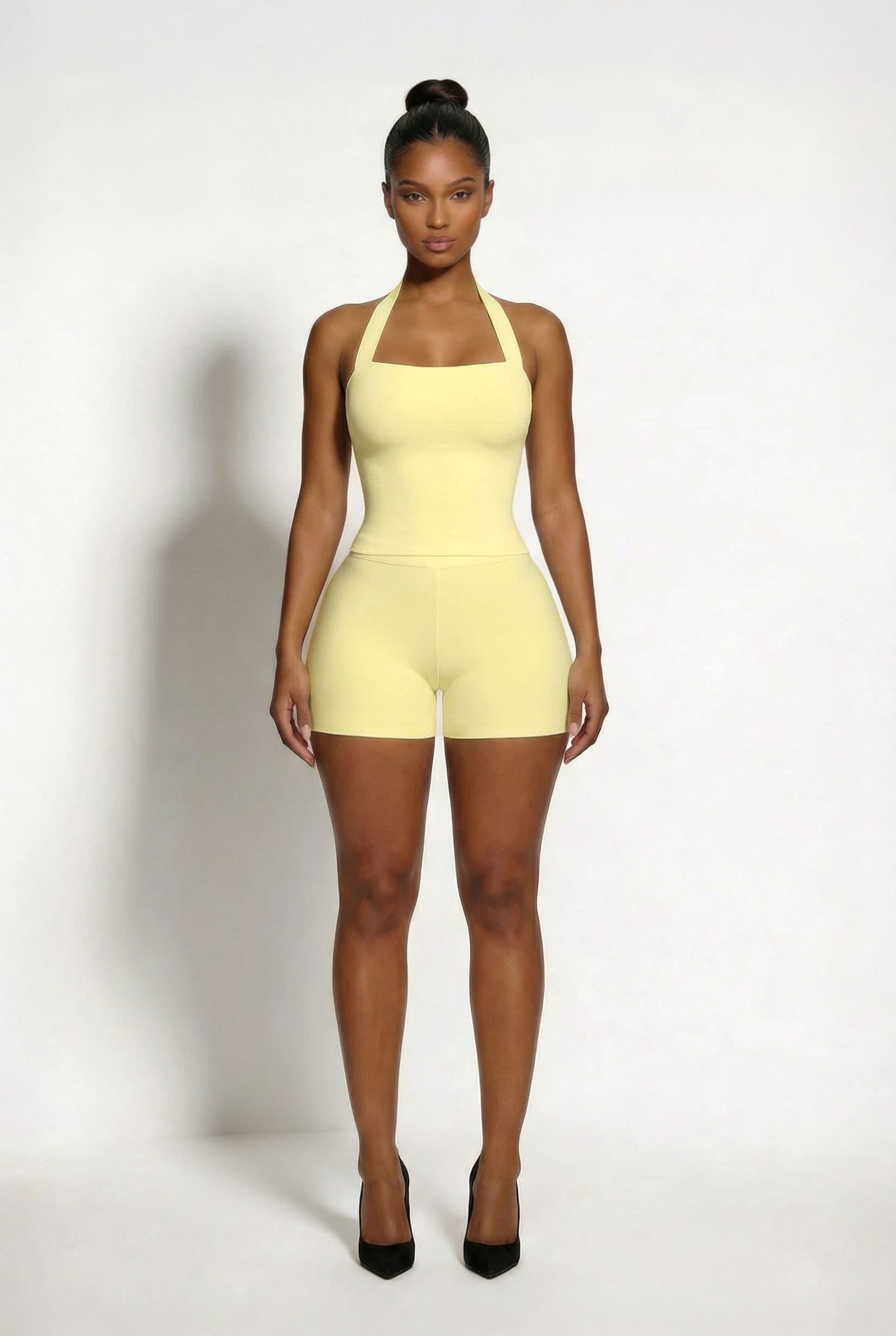 LEMONLUNAR LEMONLUNAR Women's The Zoe Bandage Shorts Yellow