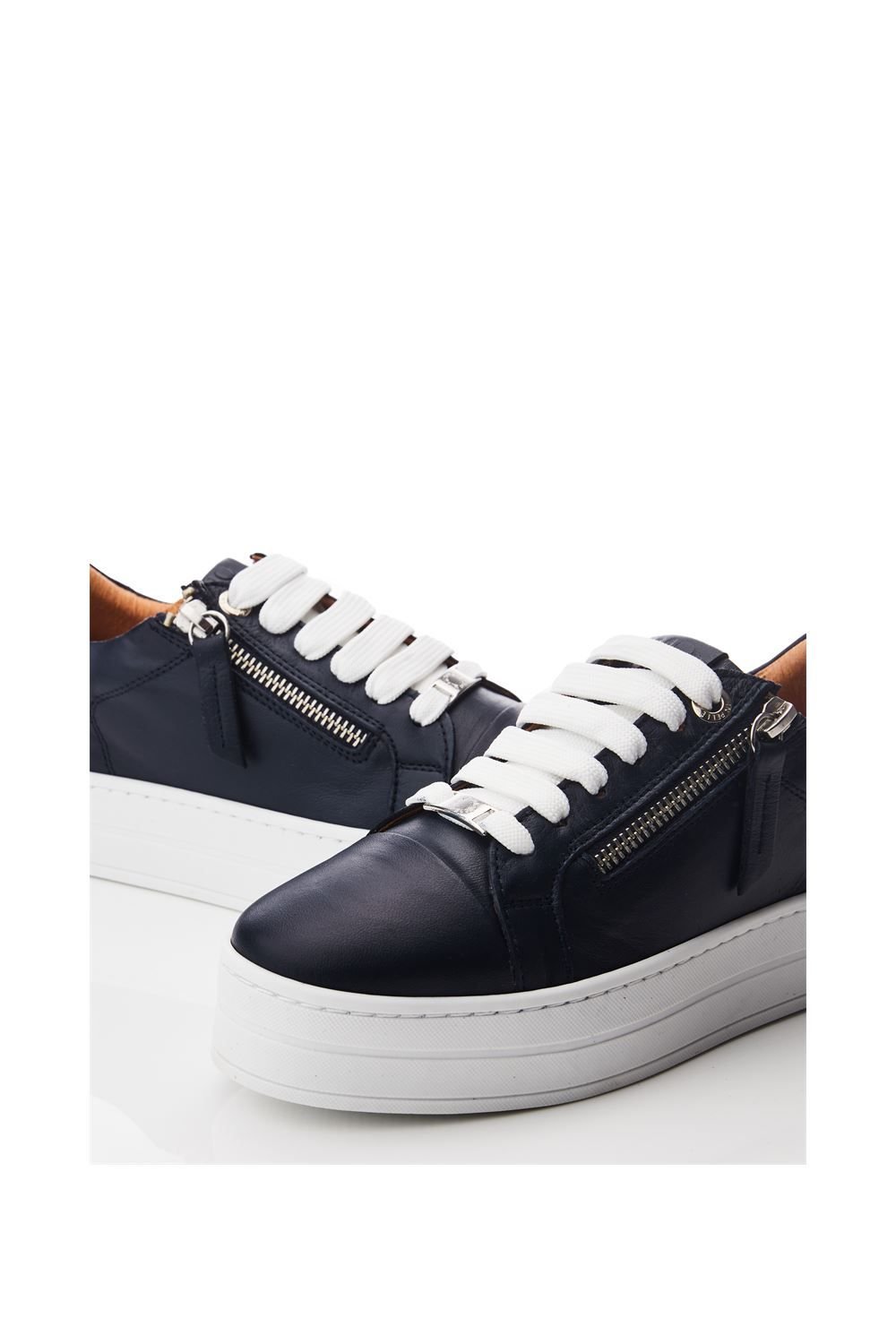Moda In Pelle Moda In Pelle Women's 'Abbiy' Leather Casual Trainers in Navy - 4