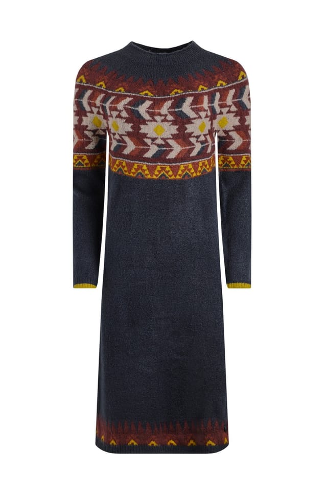 Weird Fish Weird Fish Women's Vondra Knitted Jumper Dress in Navy - 2
