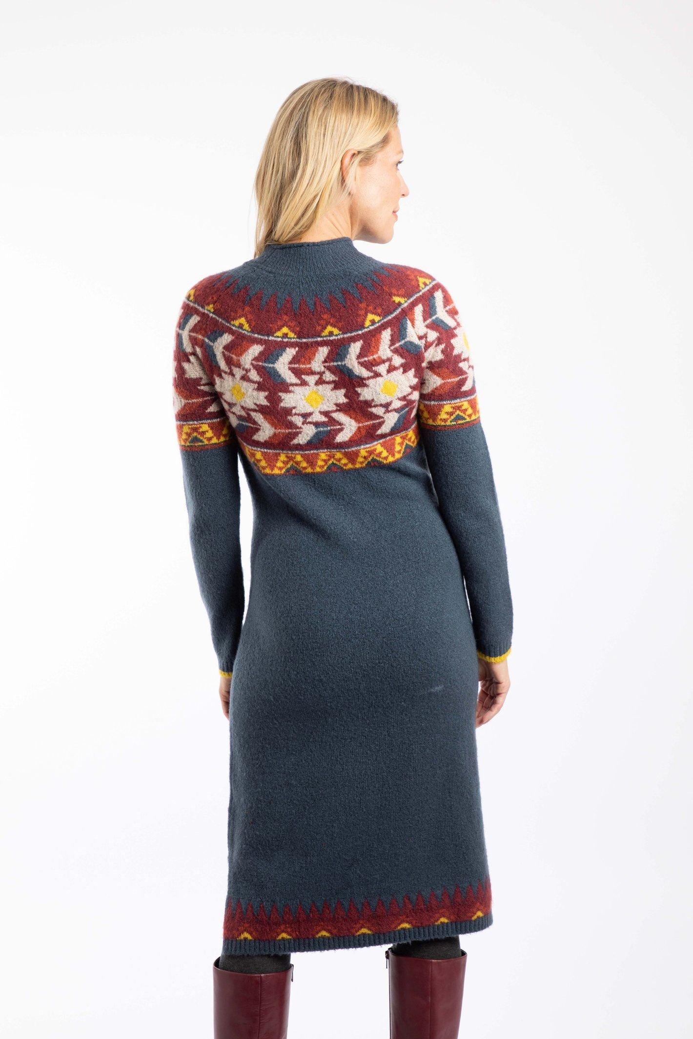 Weird Fish Weird Fish Women's Vondra Knitted Jumper Dress in Navy - 3