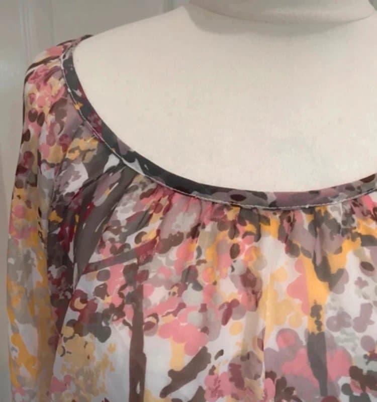 H&M H&M Floral Sheer Blouse UK 6/8 Floaty Boho Top