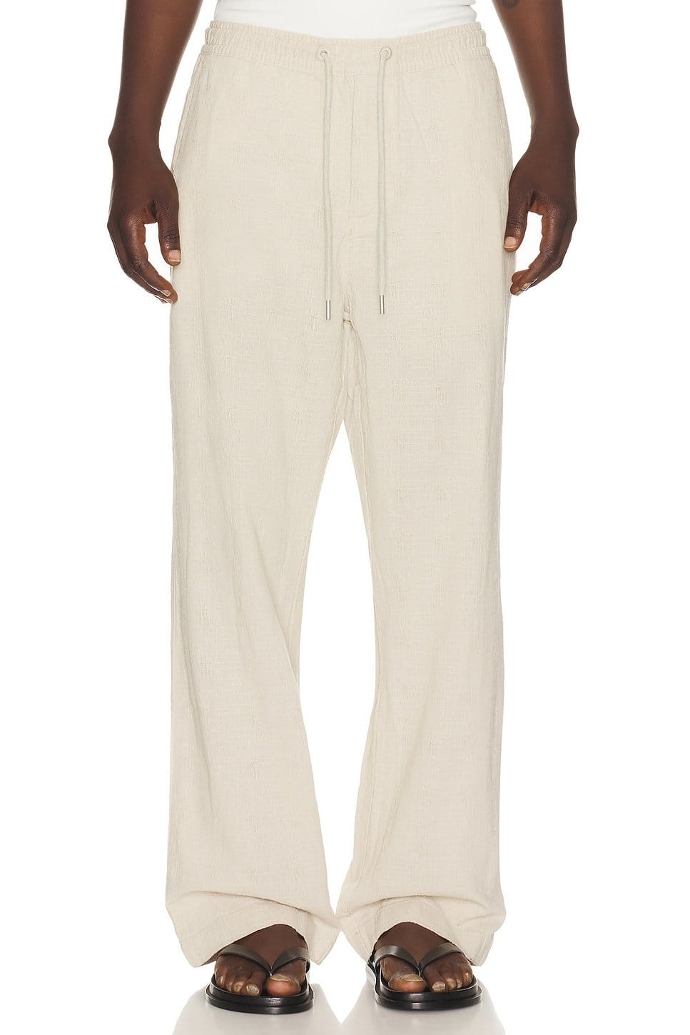 Revolve Sand Linen Wide-Leg Trousers