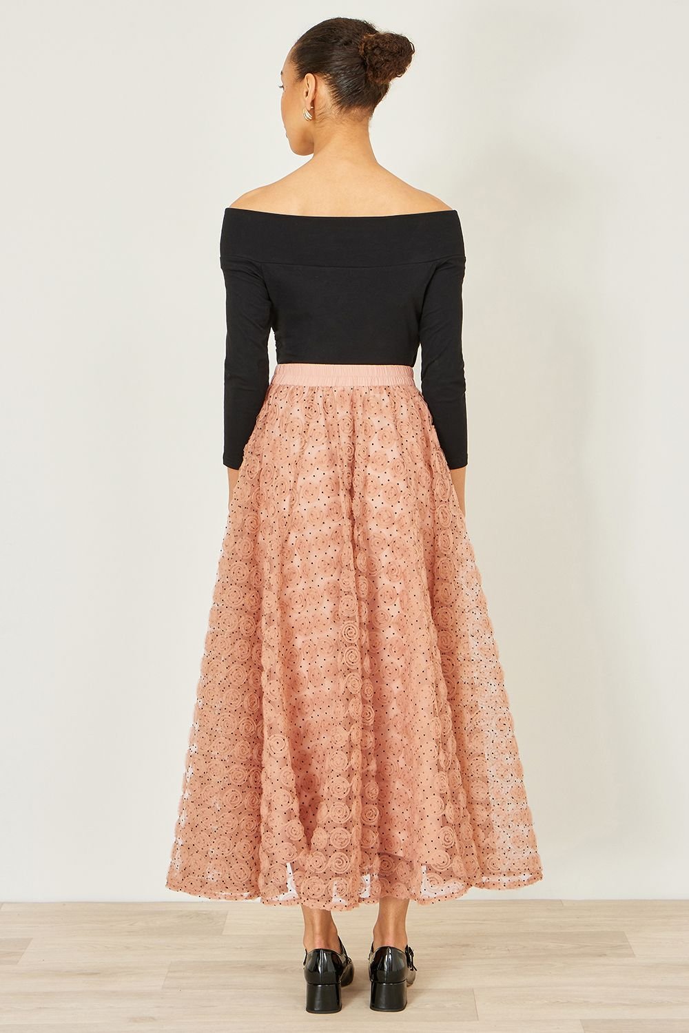 Yumi Yumi Women's Blush Pink Spot & Rose Tulle Skirt in Light Pink - 3