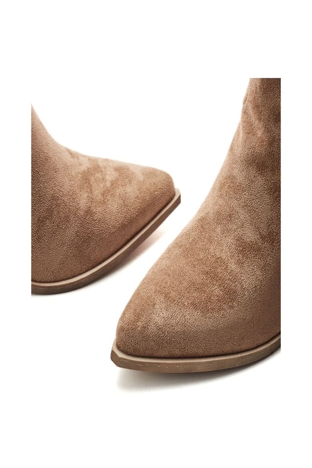 b.soleful b.soleful Women's 'Gloribel' Alcantara Western Boot in Camel - 3