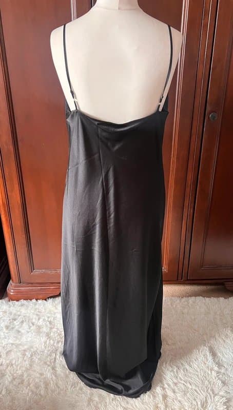 New Look New Black Satin Maxi Dress Nee Look Size 18