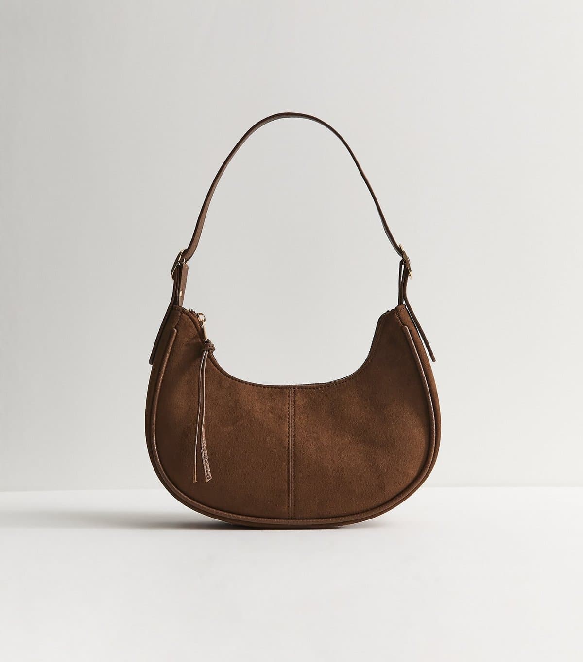 New Look Tan Faux Suede Curved Base Oval Shoulder Bag New Look