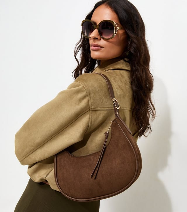 New Look Tan Faux Suede Curved Base Oval Shoulder Bag New Look - 2