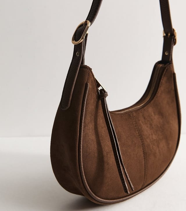 New Look Tan Faux Suede Curved Base Oval Shoulder Bag New Look - 3