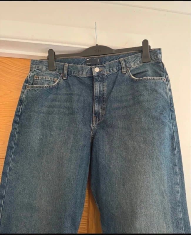 ASOS ASOS Design Dark Blue Denim Wash High Waisted 90s Straight Leg Jeans W34 L32 Size 16 Brand New