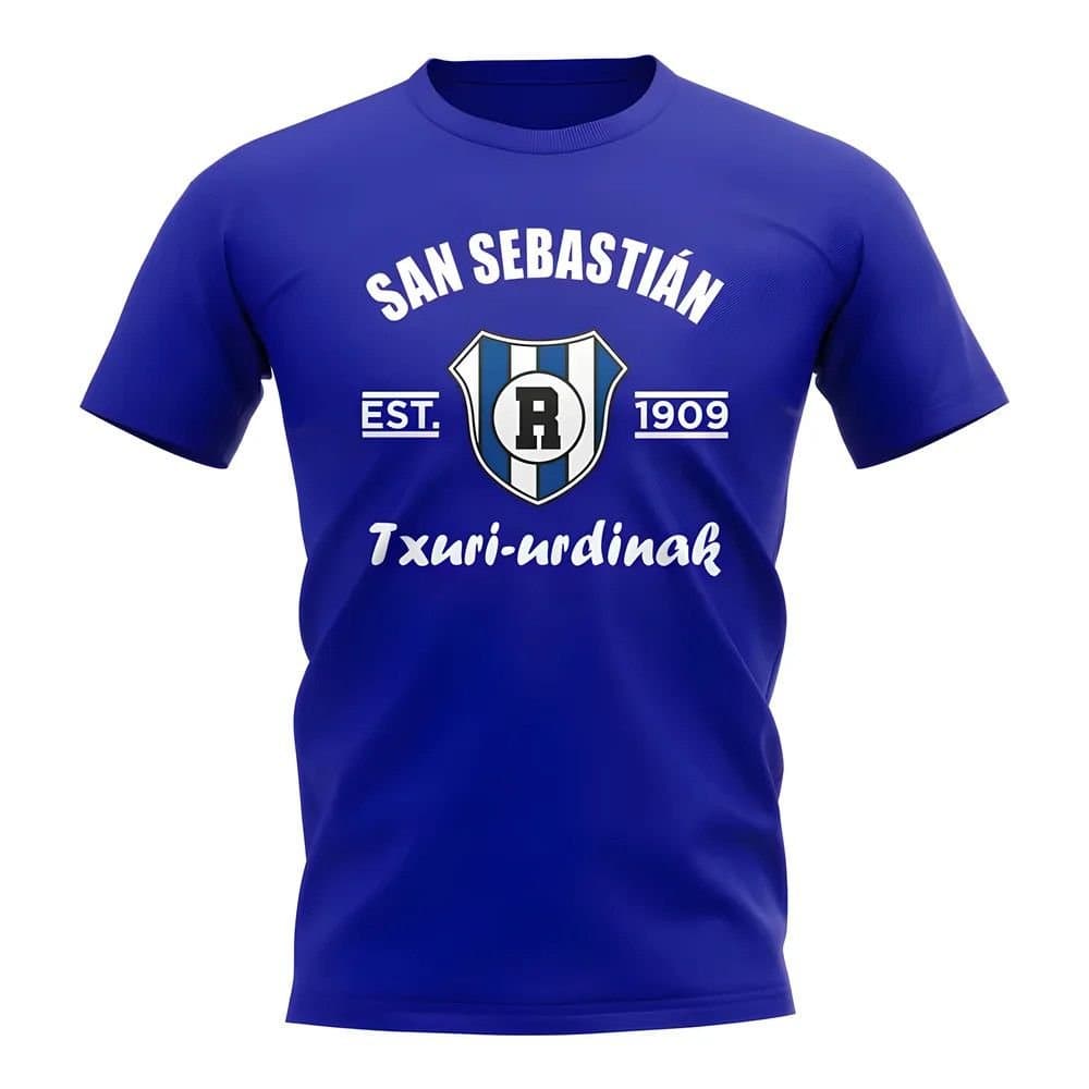 Real Sociedad Real Sociedad Men's Personalised Established Football T-Shirt Royal in Blue