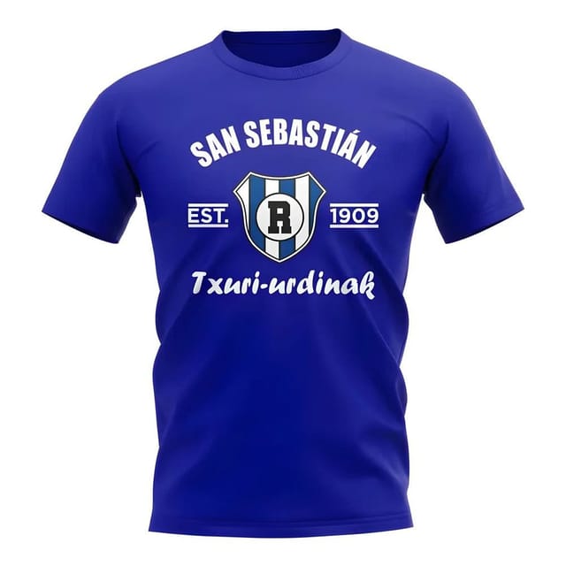 Real Sociedad Real Sociedad Men's Personalised Established Football T-Shirt Royal in Blue - 2