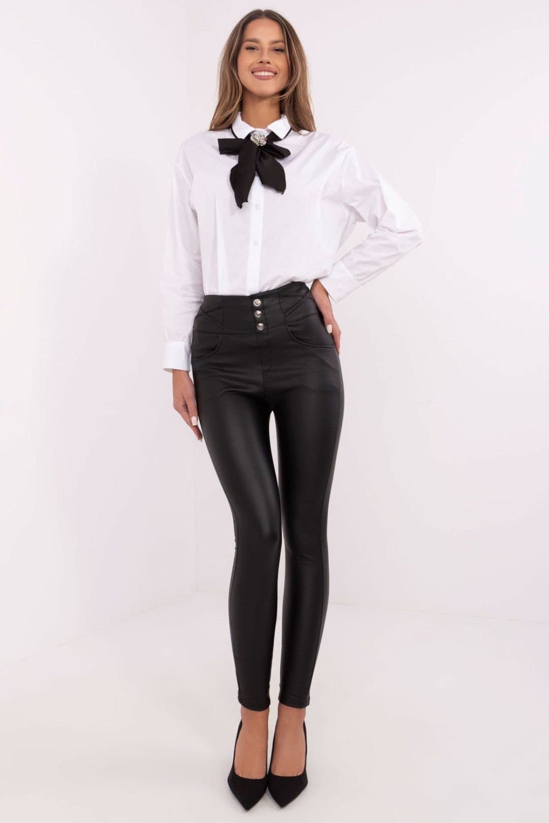 Love Lace Love Lace Black High Waist Skinny Leatherette Trousers
