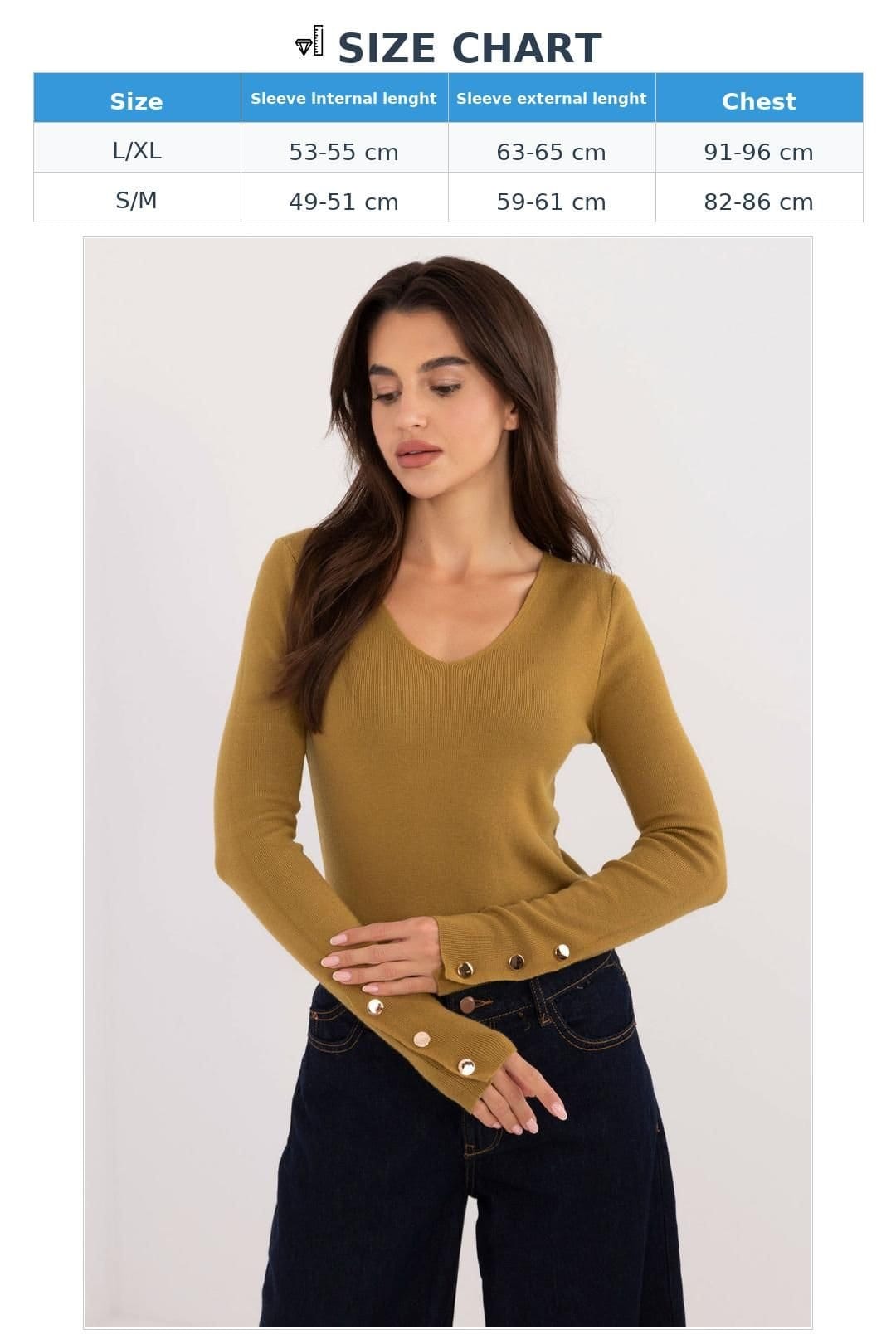 Love Lace Love Lace Women's V Neck Long Sleeve Casual Work Sweater in Mustard - 4
