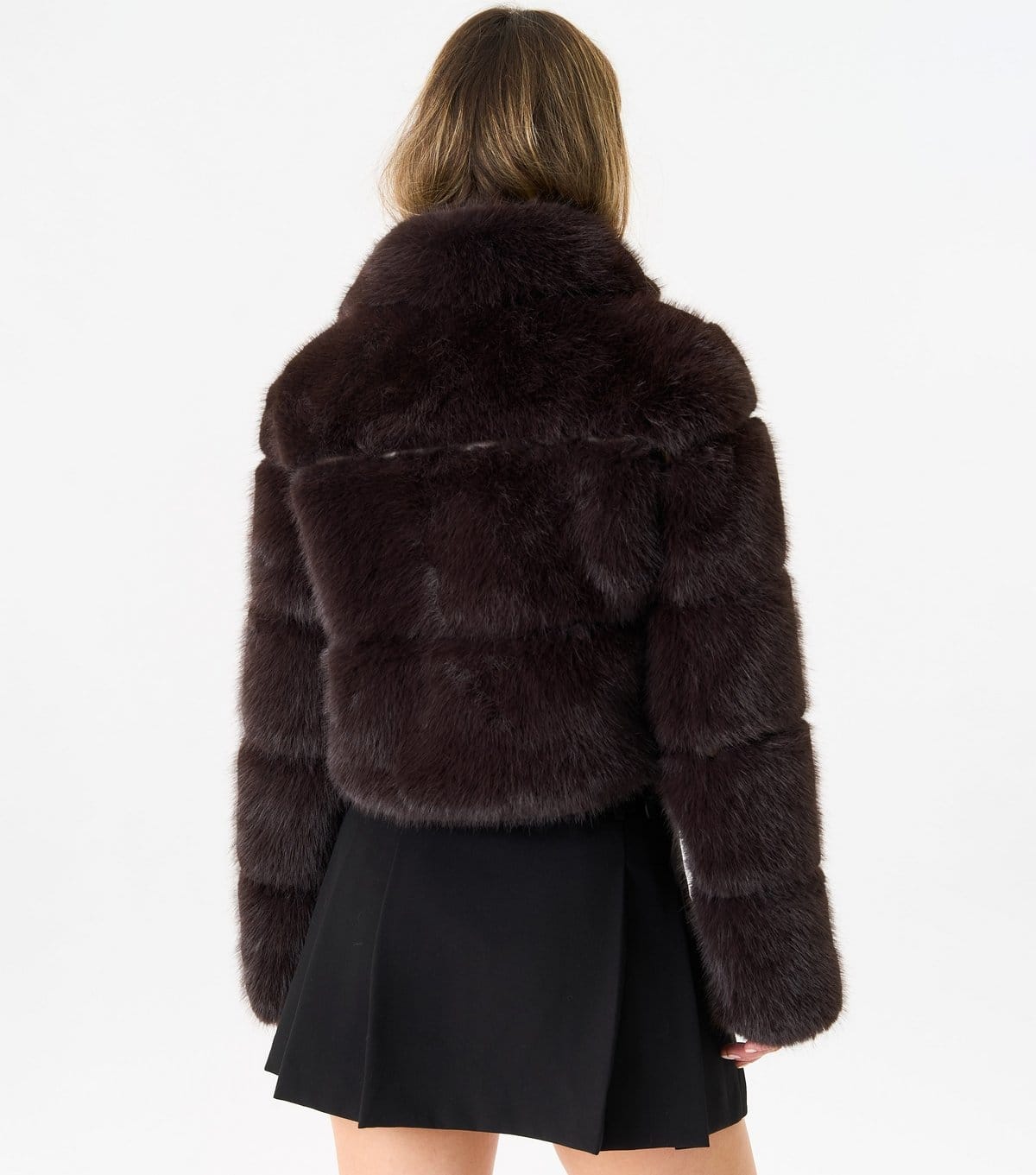 Gini London Women's Brown Faux Fur Crop Jacket Gini London New Look - 4