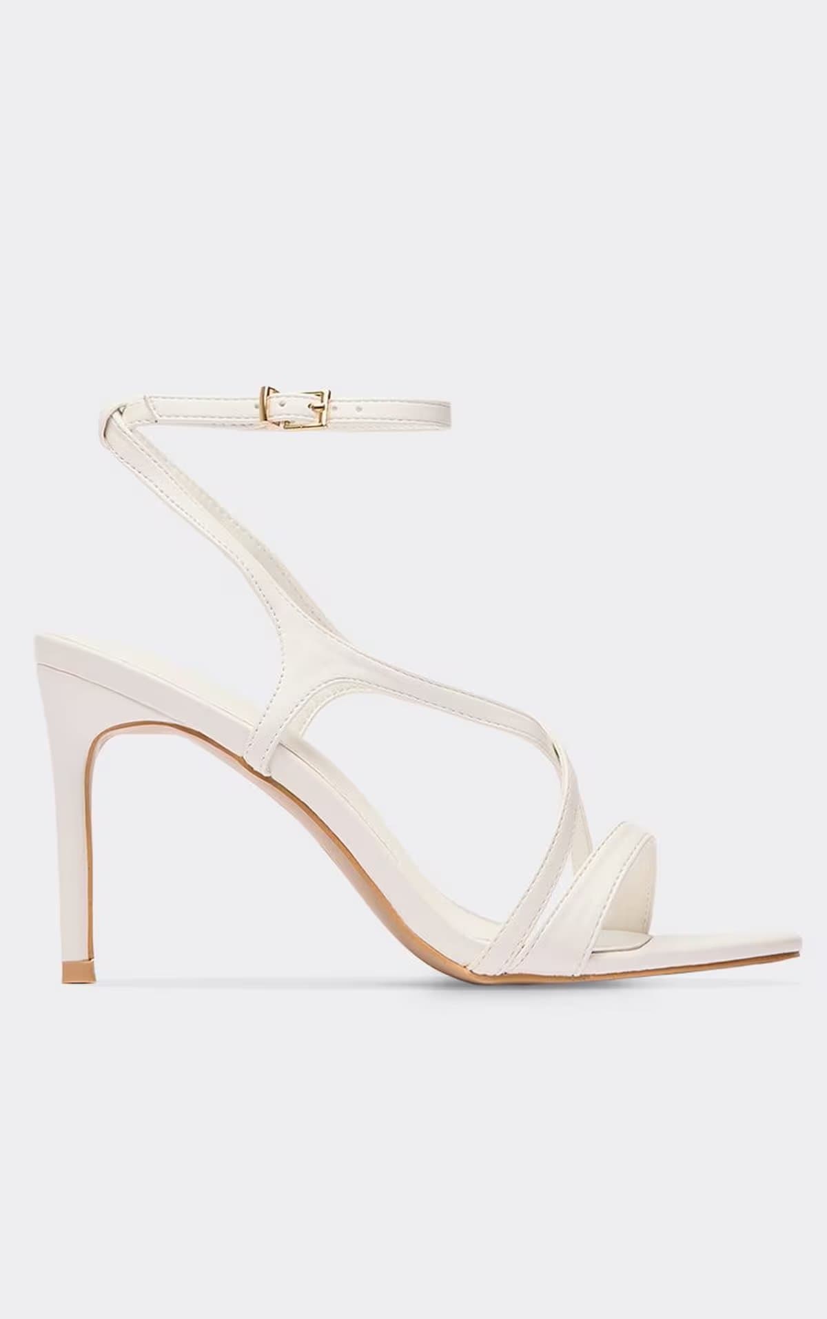 EGO Erin Cross Strap Stiletto Heel In White Faux Leather, Women's Size UK 3