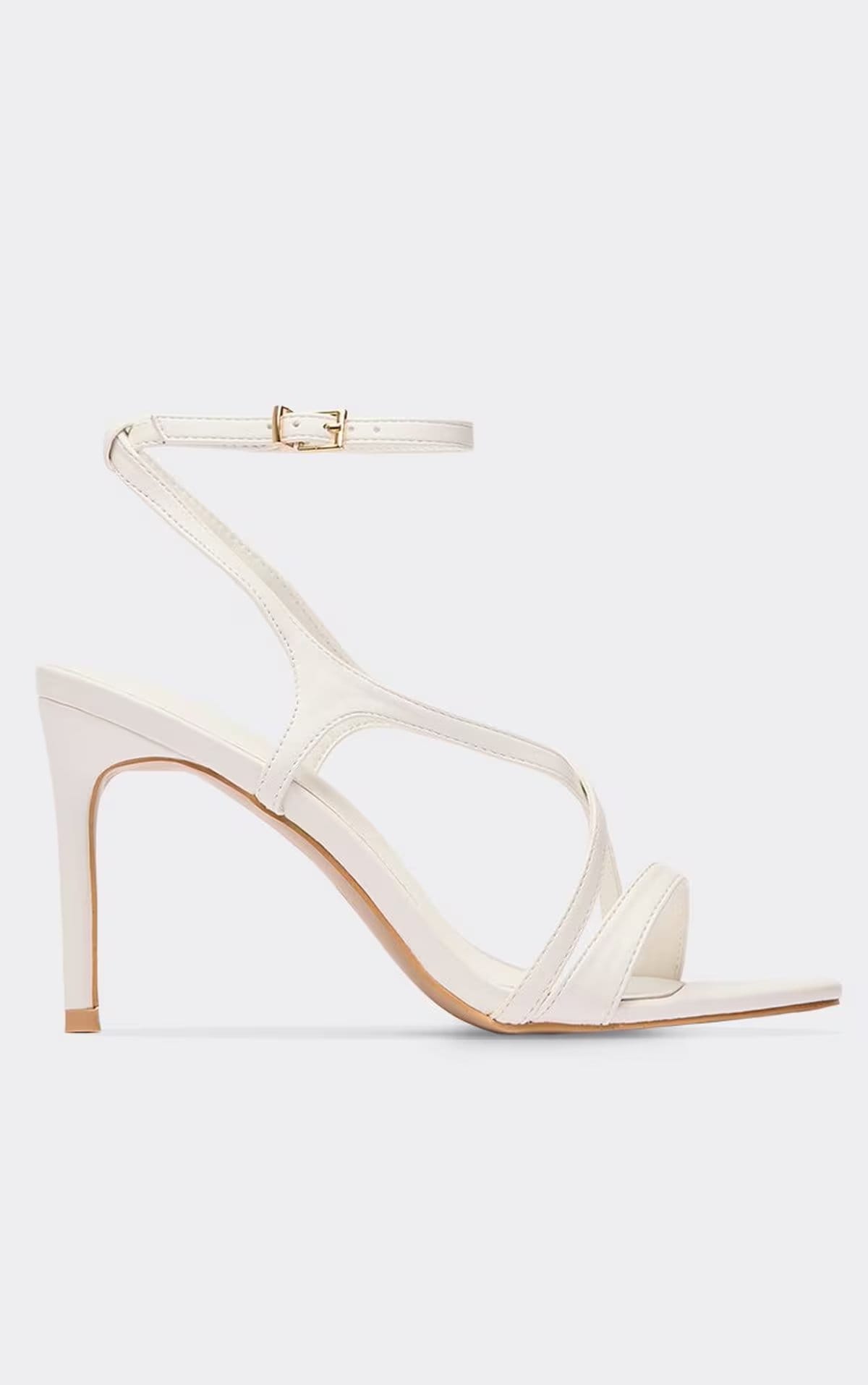 EGO Erin Cross Strap Stiletto Heel In White Faux Leather, Women's Size UK 3 - 1