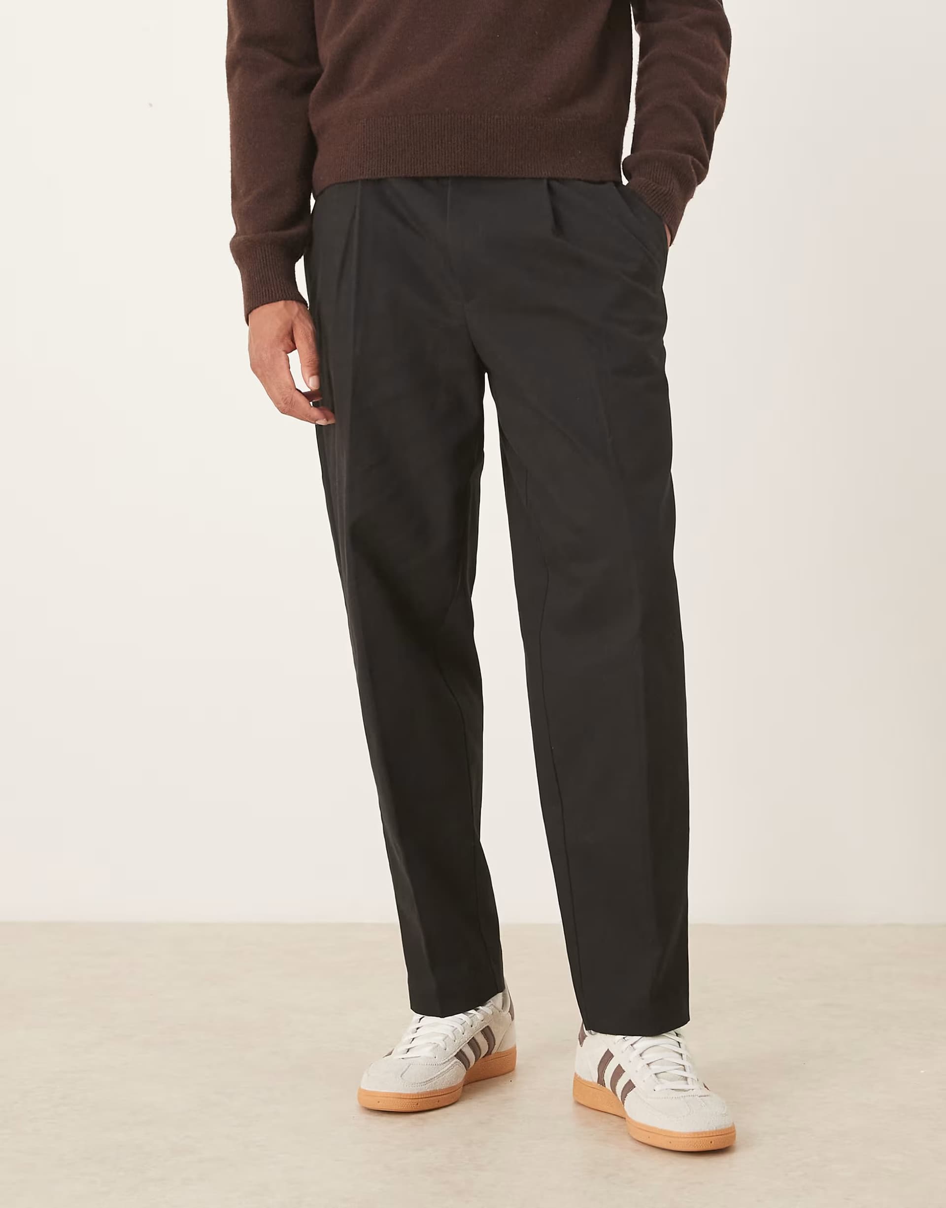 ASOS ASOS DESIGN smart 100% cotton oversized tapered trousers in black