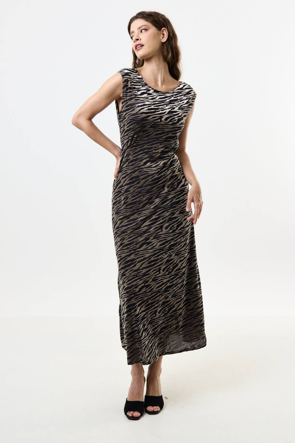 Louche Louche Women's Beyla Zebra Devorie V-Back Midaxi Dress - 2