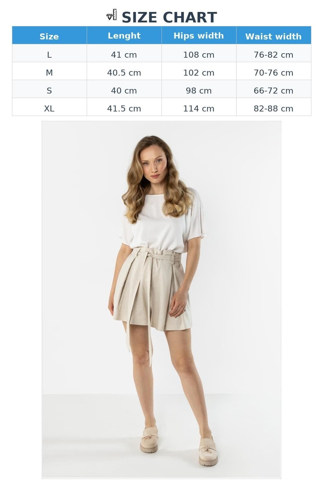 Love Lace Love Lace Women's High Waist Linen Pleated Belt Shorts in Beige - 4