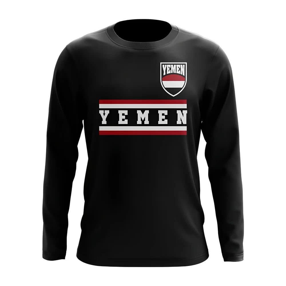 Yemen Yemen Men's Mens Core Football Country Long Sleeve T-Shirt in Black