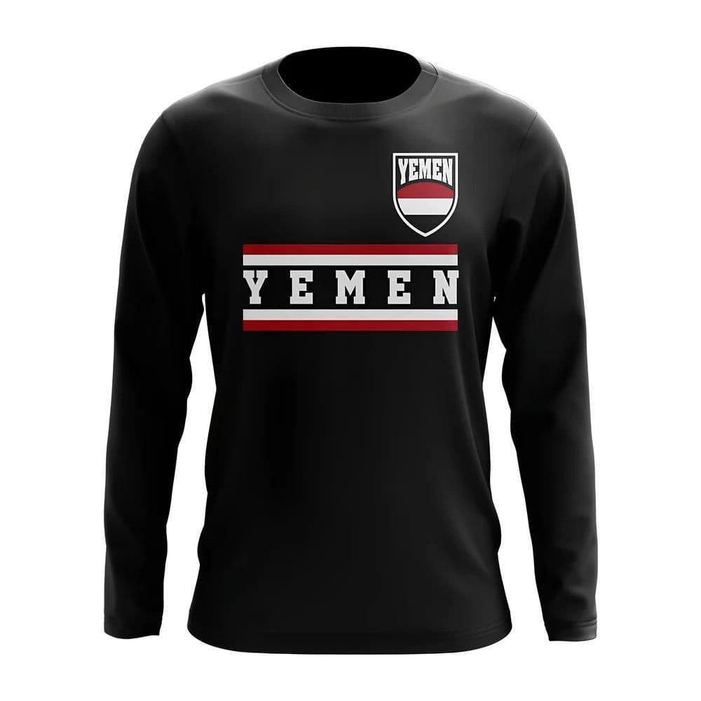 Yemen Yemen Men's Mens Core Football Country Long Sleeve T-Shirt in Black - 1