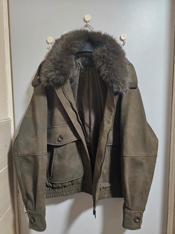 Zara Zara faux leather coat jacket size xl