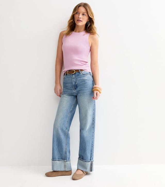 New Look Women's Light Pink Lightweight Rib Crew Neck Vest Top New Look - 2