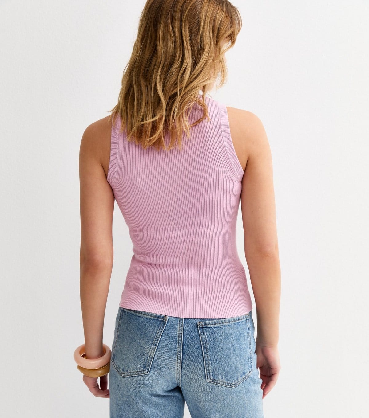 New Look Women's Light Pink Lightweight Rib Crew Neck Vest Top New Look - 4