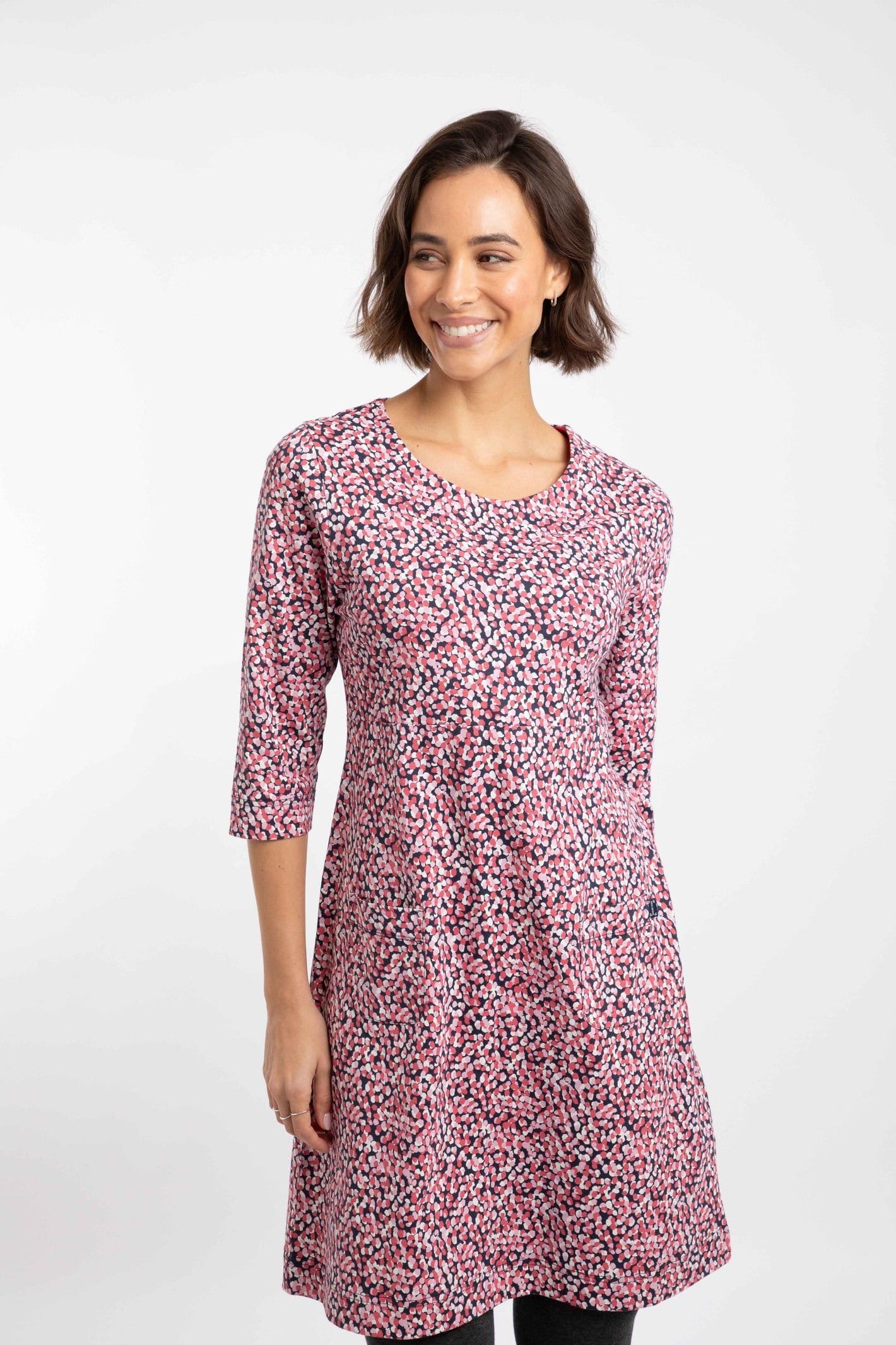 Weird Fish Weird Fish Women's Starshine Printed Jersey Dress in Bright Pink - 4