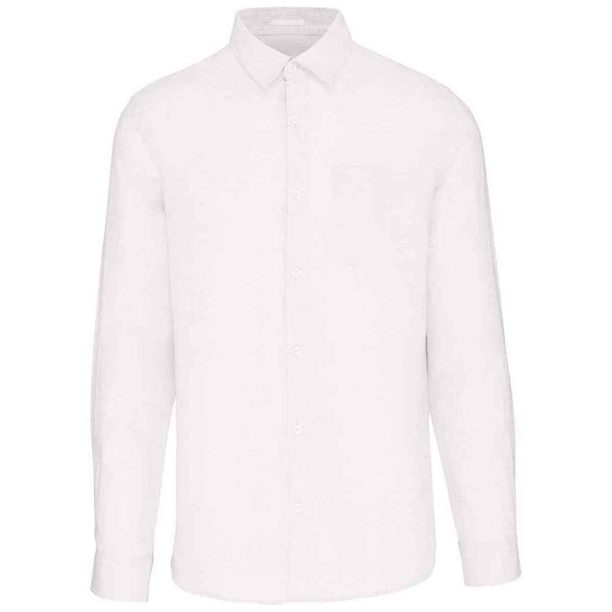 Spasso Spasso Men's Linen Long-Sleeved Shirt in White