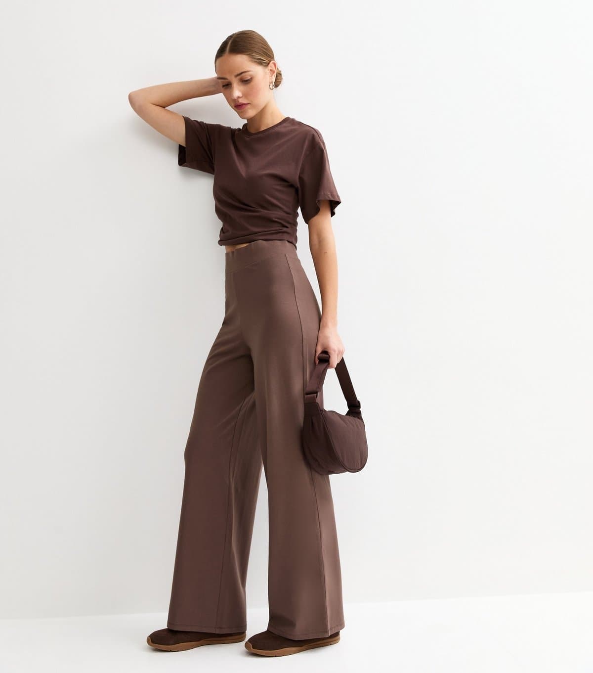 New Look Women's Dark Brown Wide Leg Leggings New Look