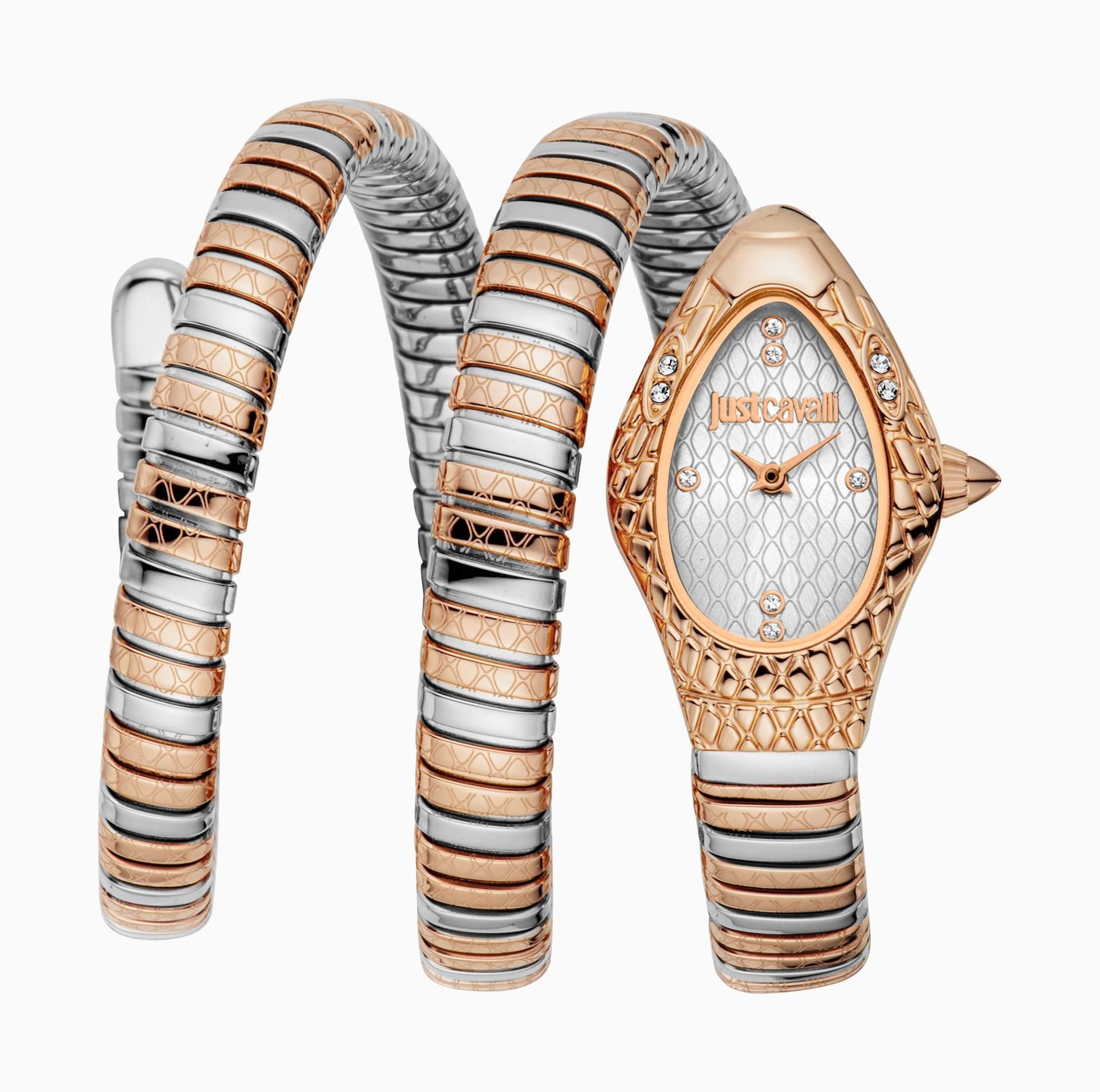 Just Cavalli Just Cavalli Women's Snake 316L Stainless Steel Two Tone Mother of Pearl Watch