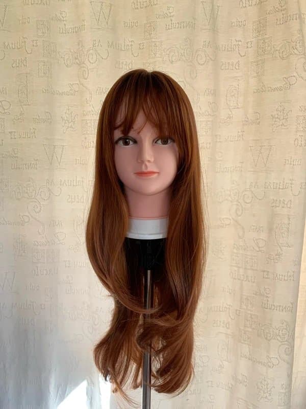 dwy DWY Apricot 24” Cowboy Copper Wavy Wig with Bangs Bionic Silk Top – New (No Tag)