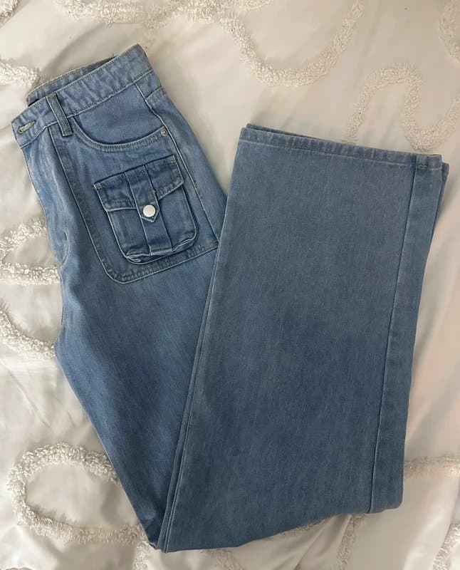 PrettyLittleThing PLT Tall Light Wash Wide Leg Jeans
