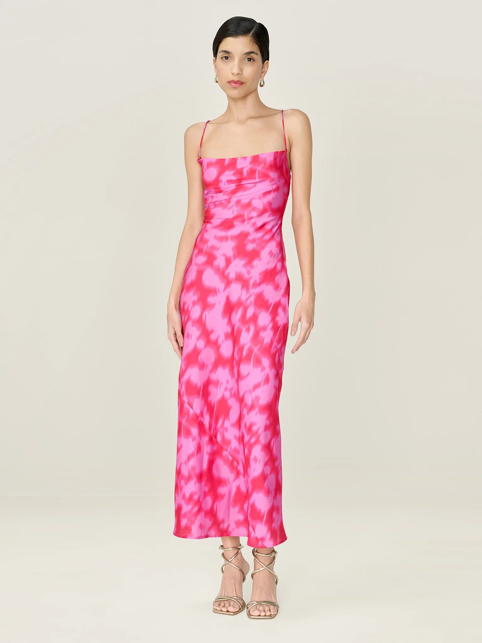 OMNES Riviera Dress in Blurred Floral Magenta