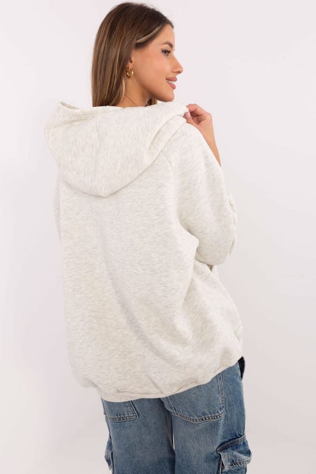 Love Lace Love Lace Women's Cotton Polyester Hooded Sweatshirt Kangaroo in Grey - 3