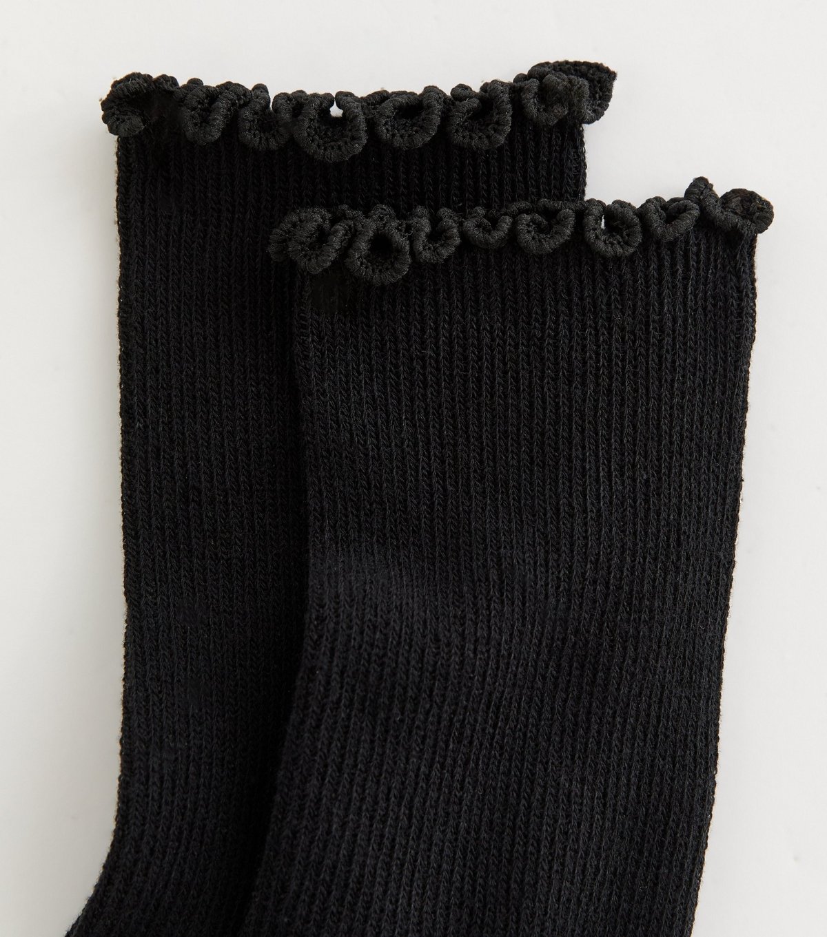 New Look Black Ribbed Frilly Trimmed Socks New Look - 2