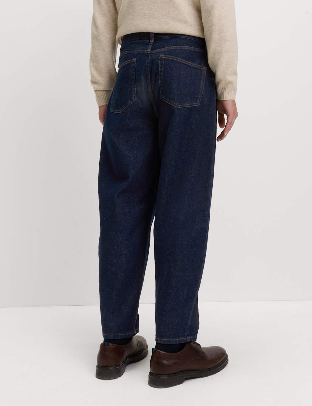 Marks & Spencer M&S Barrel Fit Pure Cotton Rigid Jeans Indigo - 2