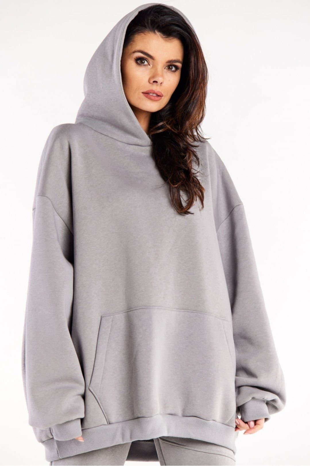 Love Lace Love Lace Women's Oversize Kangaroo Pocket Hoodie in Grey