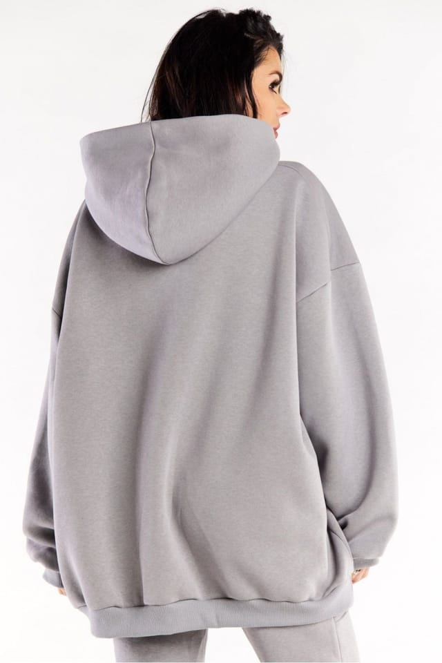 Love Lace Love Lace Women's Oversize Kangaroo Pocket Hoodie in Grey - 2