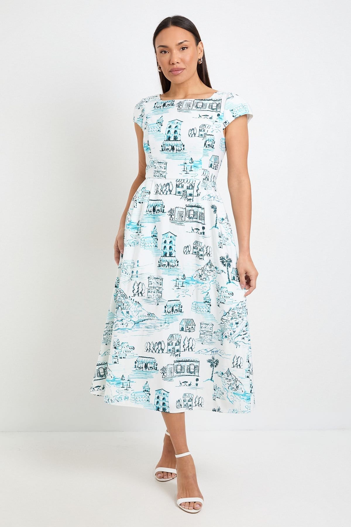 Wallis Ivory Printed Ottoman Twill Midi Dress