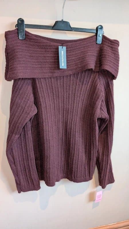 PrettyLittleThing Brand New PLT off the shoulder jumper