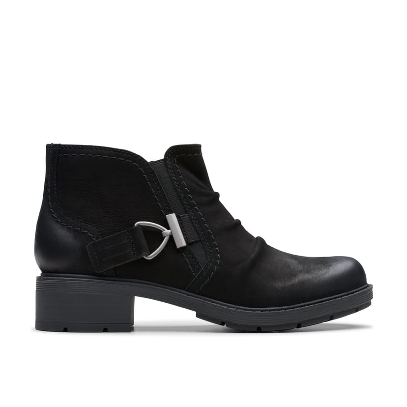 Clarks Clarks Women's Hearth Clara Black Nubuck Ankle Boots - 1