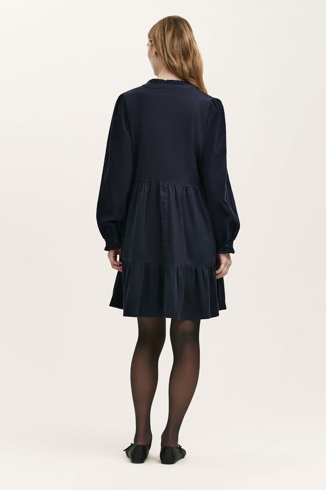 Finery London Finery London Women's Verona Corduroy Tiered Short Dress in Dark Navy - 3