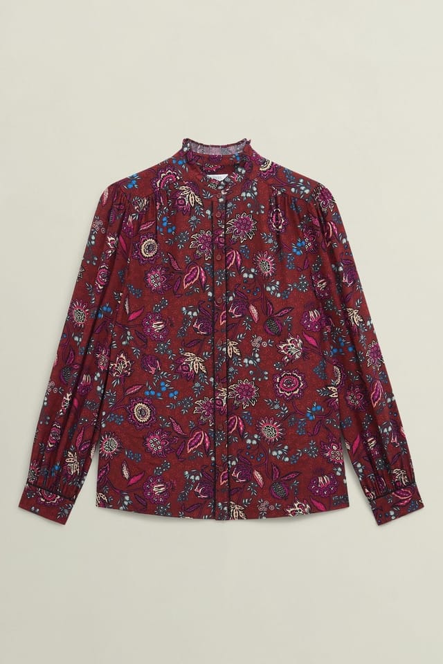 Hobbs London Hobbs London Women's Carissa Botanic Blouse in Wine - 2