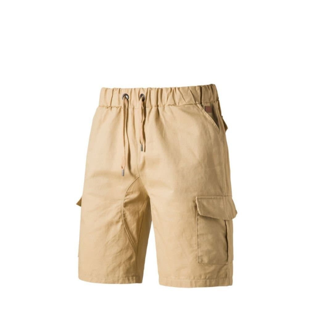 Lovii Lovii Men's Lightweight Drawstring Cargo Shorts in Beige