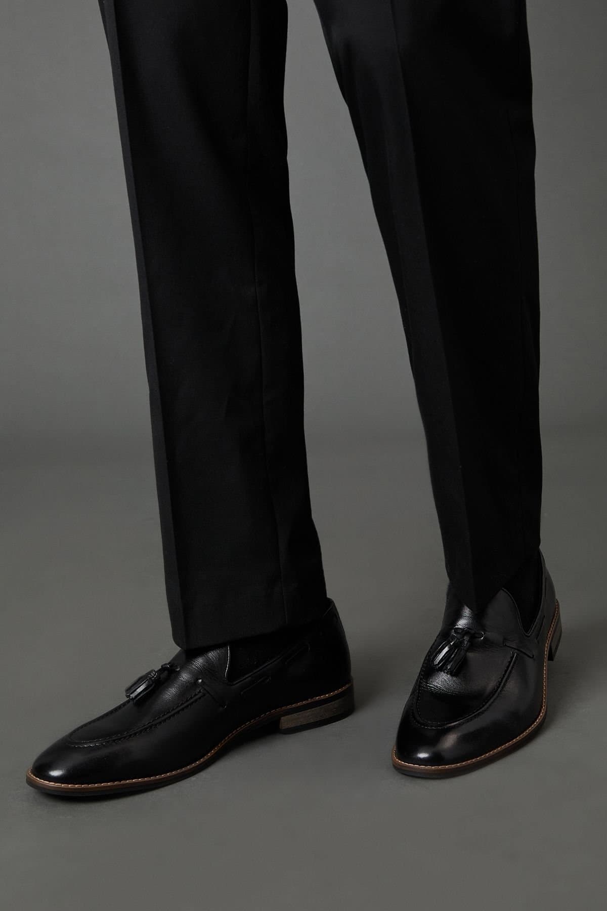 Burton Burton Men's Black Smart Tassel Penny Loafers