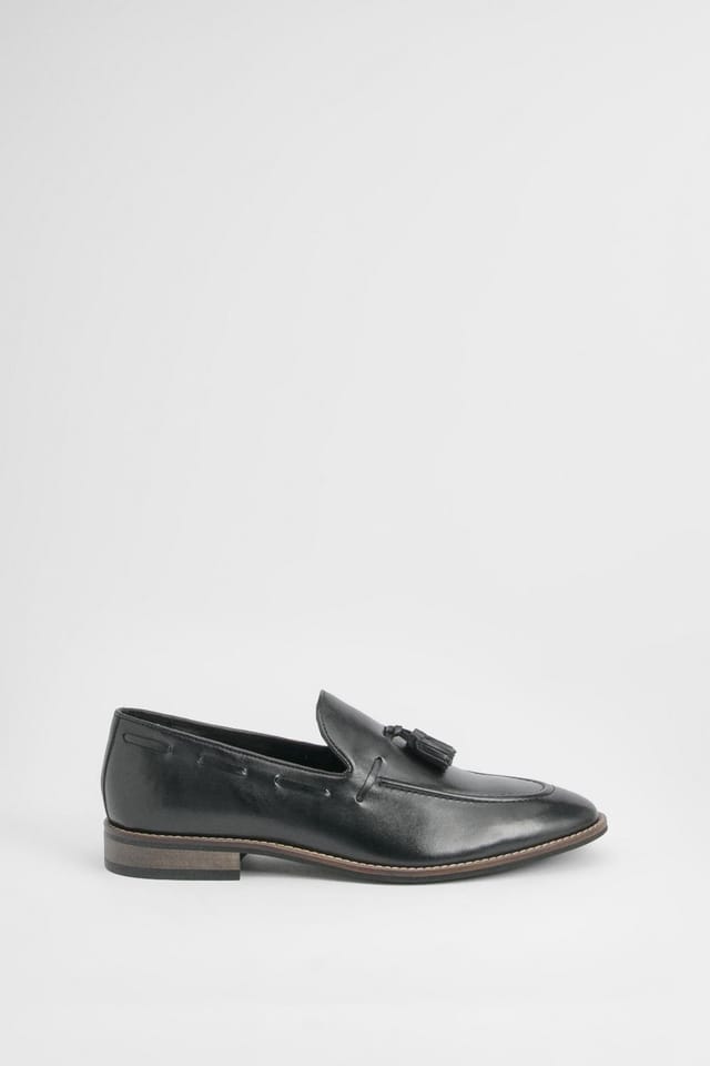 Burton Burton Men's Black Smart Tassel Penny Loafers - 2