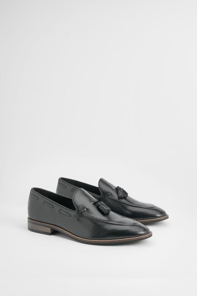Burton Burton Men's Black Smart Tassel Penny Loafers - 3
