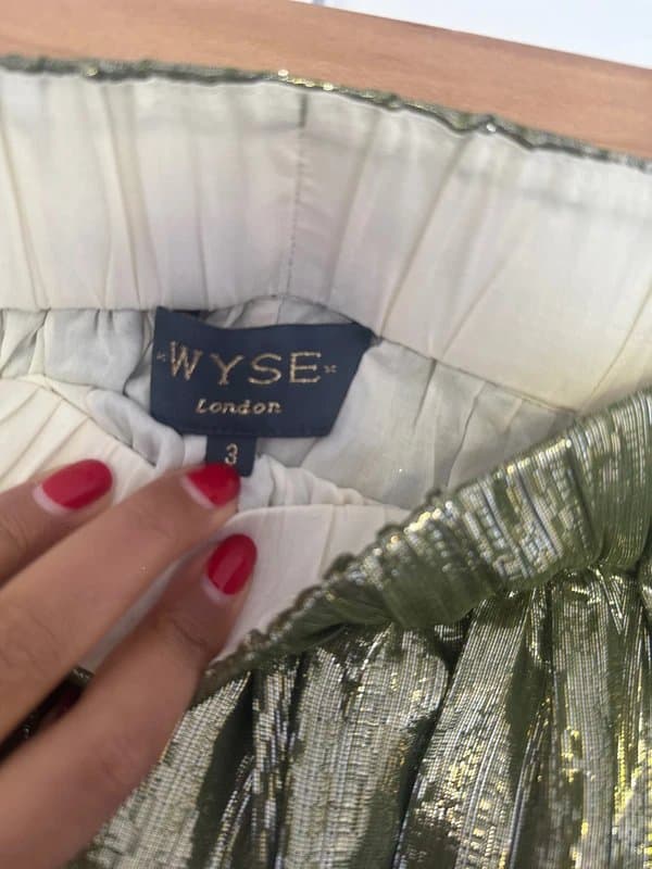 Wyse London Wyse London Metallic Stripe Shiny Silk Blend Midi Skirt - UK 12/ Wyse 3- RRP £210